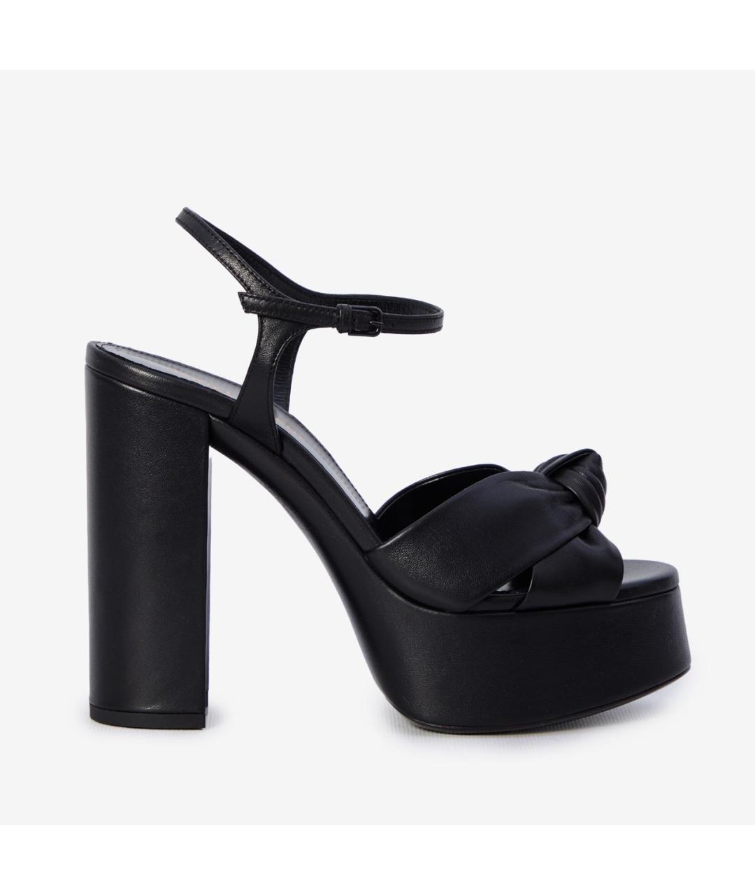SAINT LAURENT Черные кожаные босоножки, фото 9