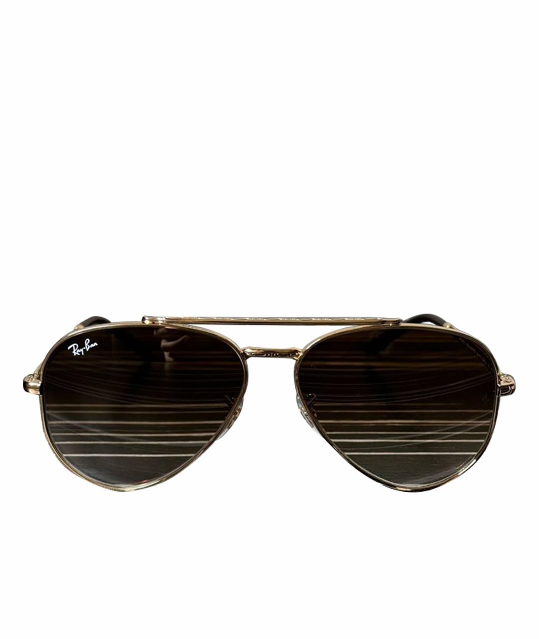 RAY BAN Золотые металлические солнцезащитные очки, фото 1