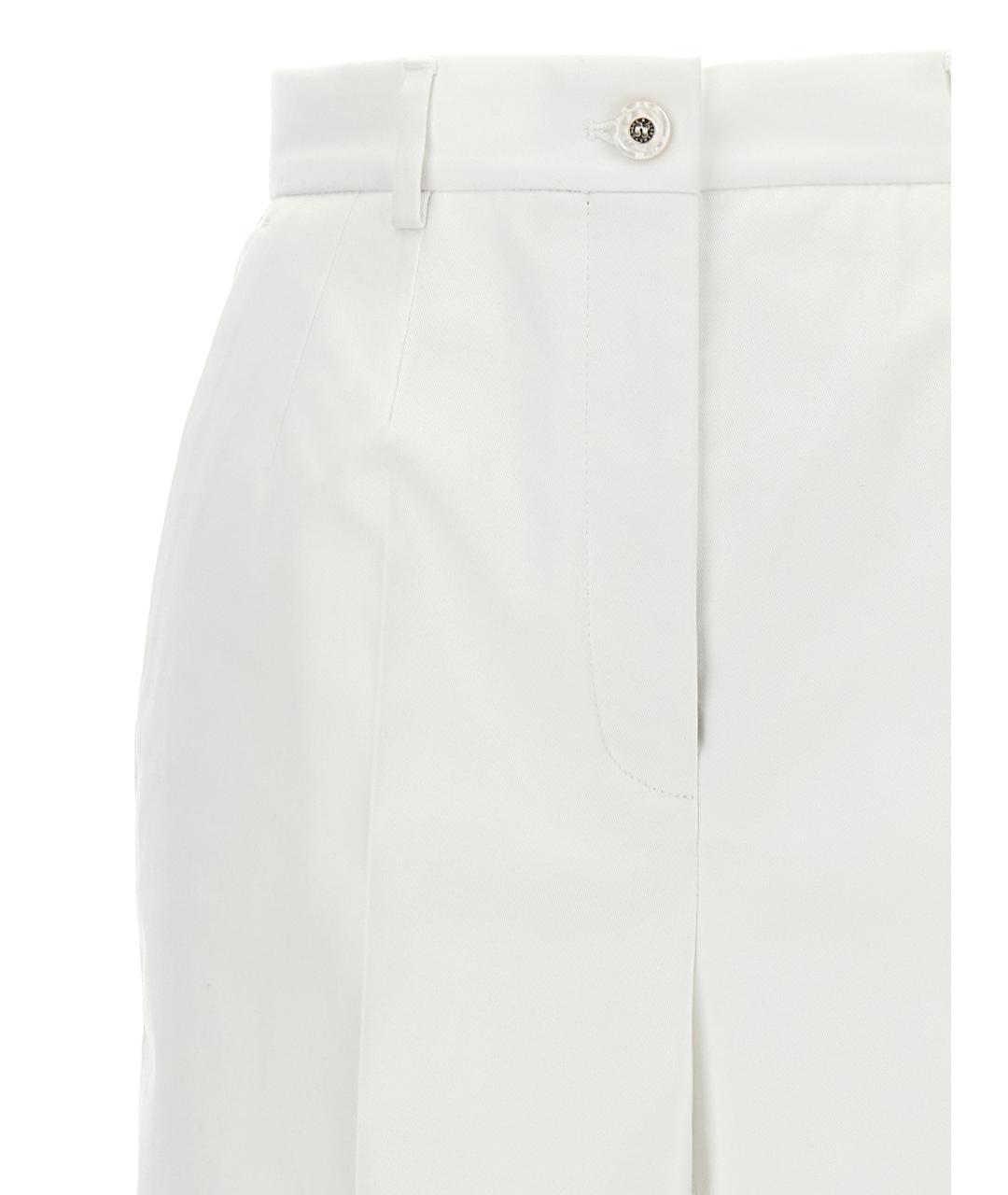 DOLCE&GABBANA Белые хлопковые прямые брюки, фото 3