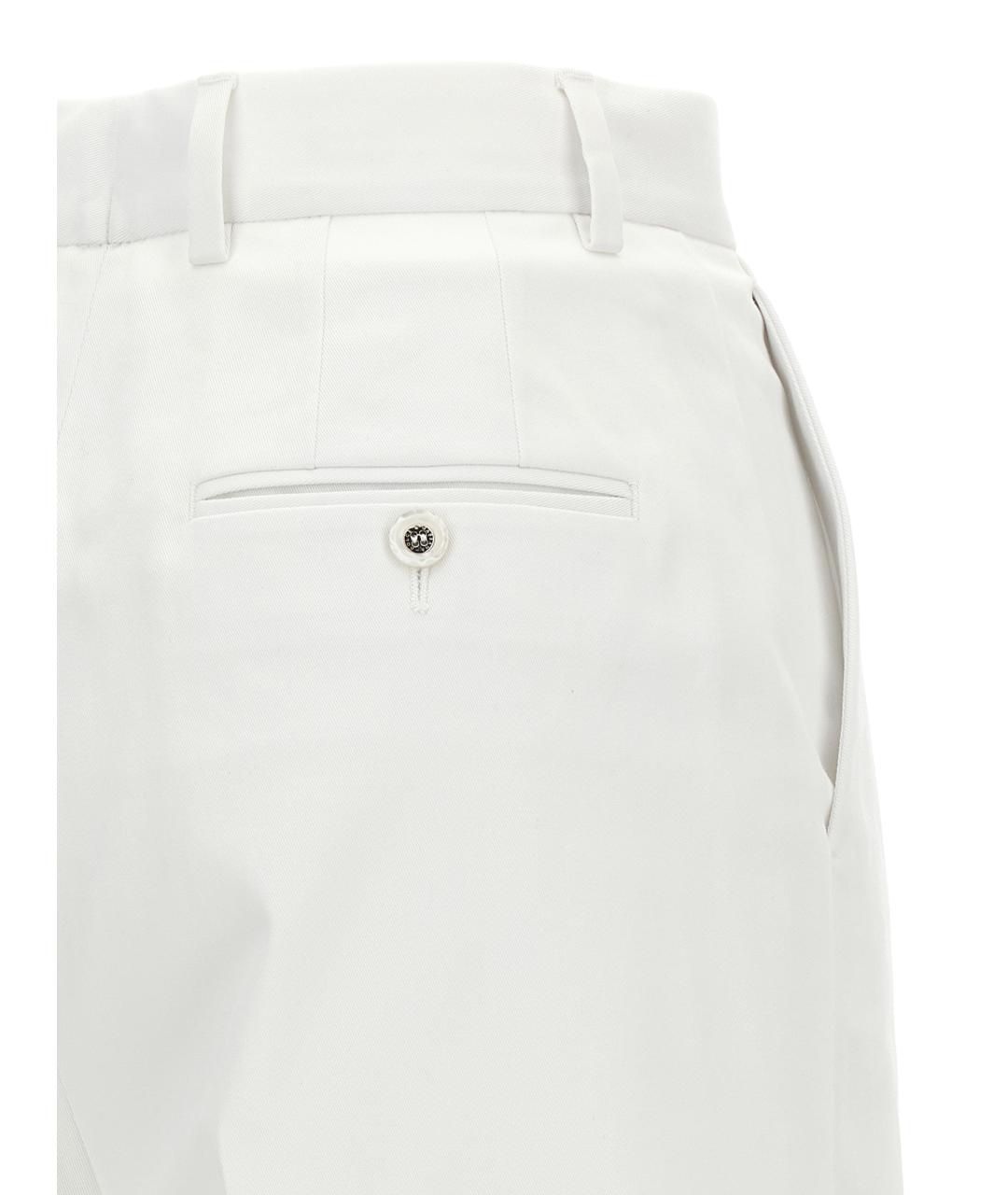 DOLCE&GABBANA Белые хлопковые прямые брюки, фото 4