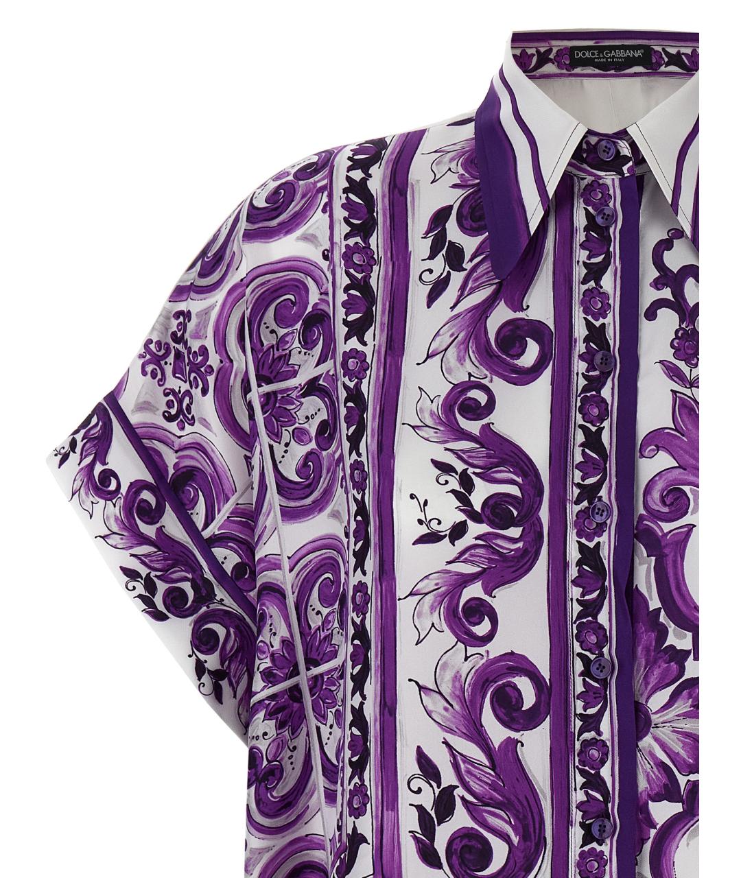 DOLCE&GABBANA Фиолетовая шелковая рубашка, фото 3
