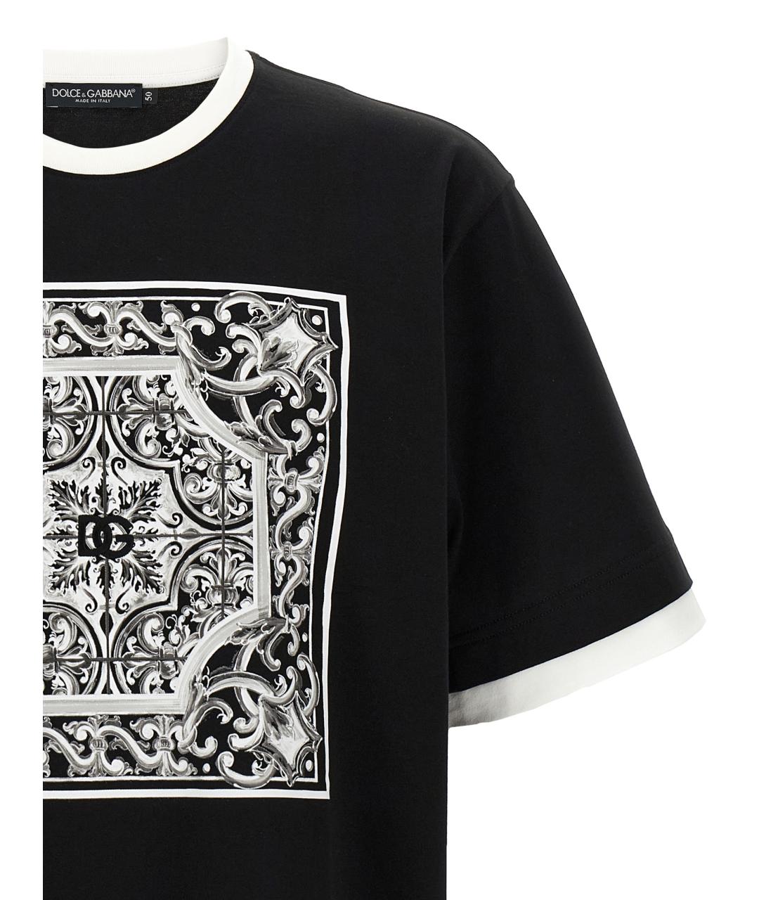 DOLCE&GABBANA Черная хлопковая футболка, фото 3
