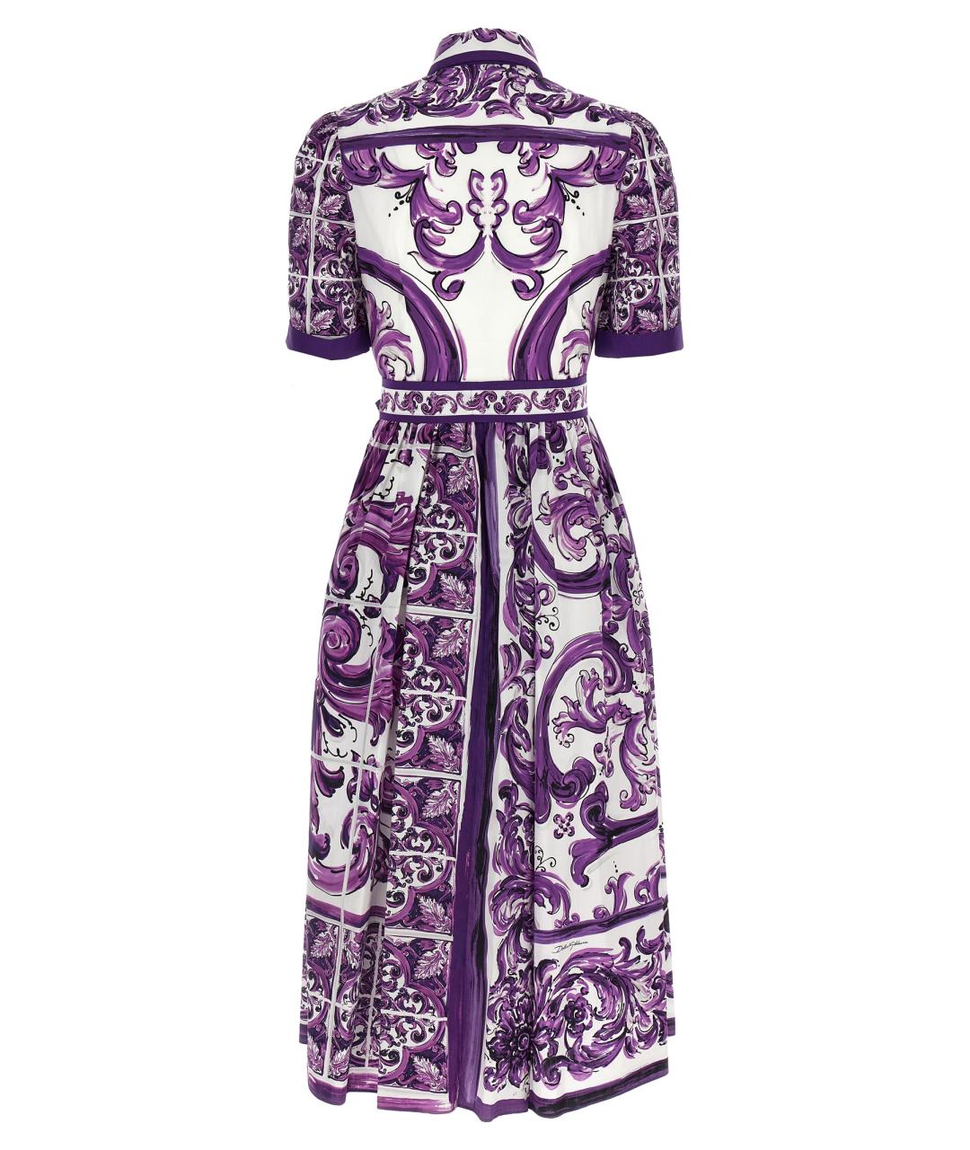 DOLCE&GABBANA Фиолетовое хлопковое повседневное платье, фото 2