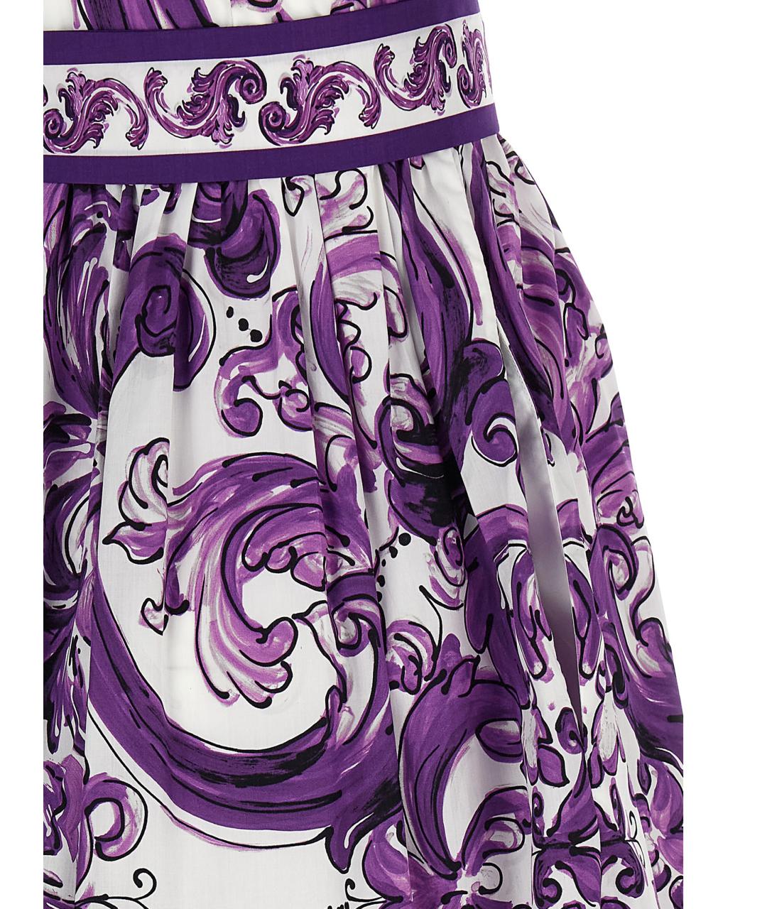 DOLCE&GABBANA Фиолетовое хлопковое повседневное платье, фото 4