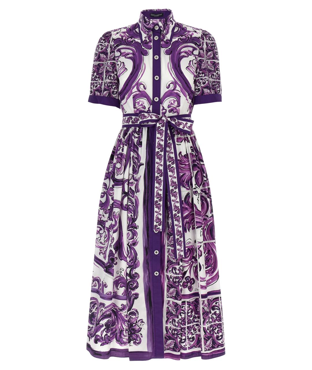 DOLCE&GABBANA Фиолетовое хлопковое повседневное платье, фото 1