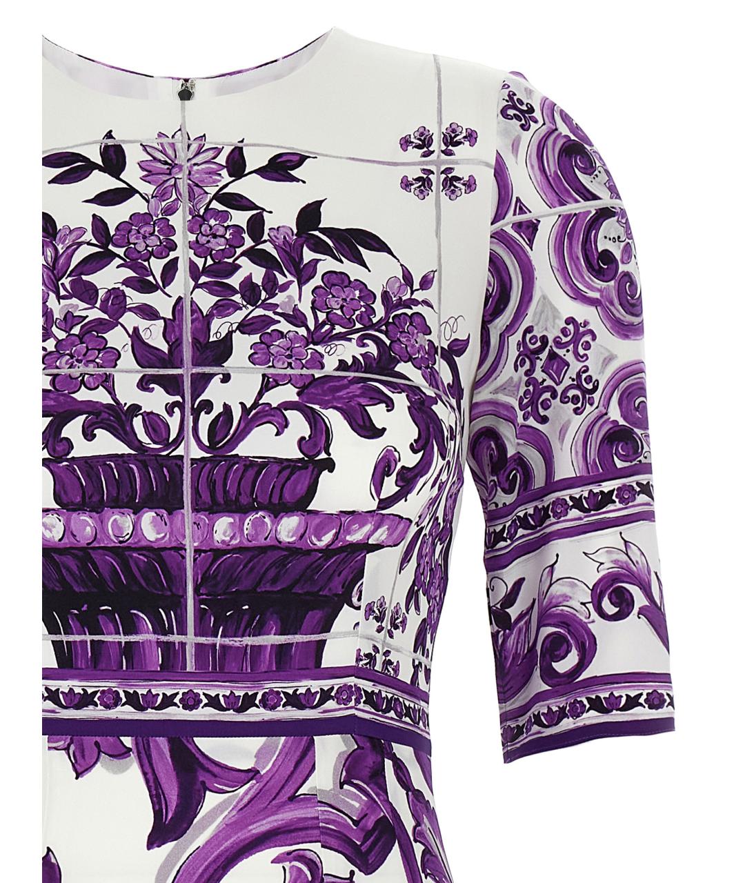 DOLCE&GABBANA Фиолетовое шелковое повседневное платье, фото 3