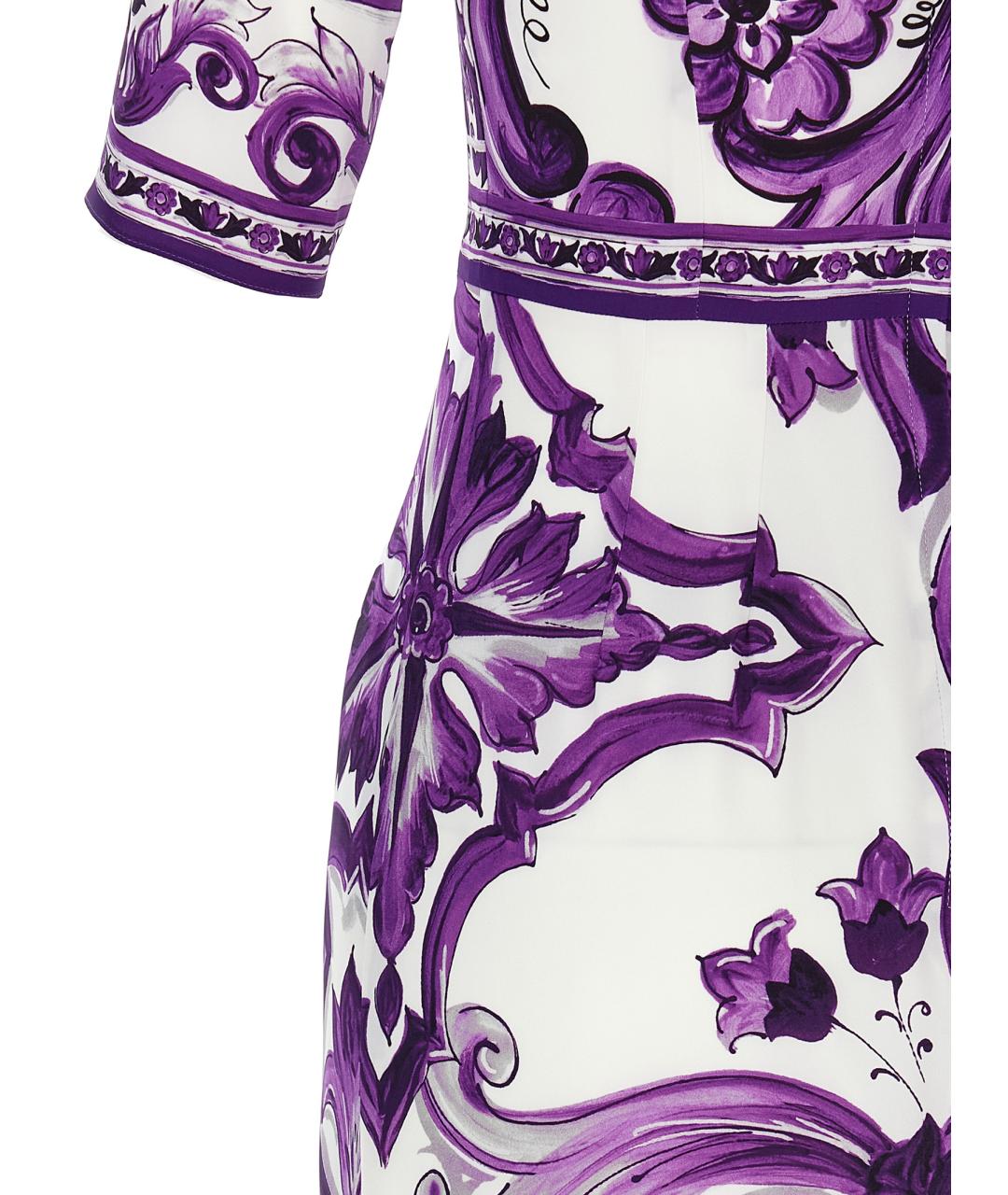 DOLCE&GABBANA Фиолетовое шелковое повседневное платье, фото 4