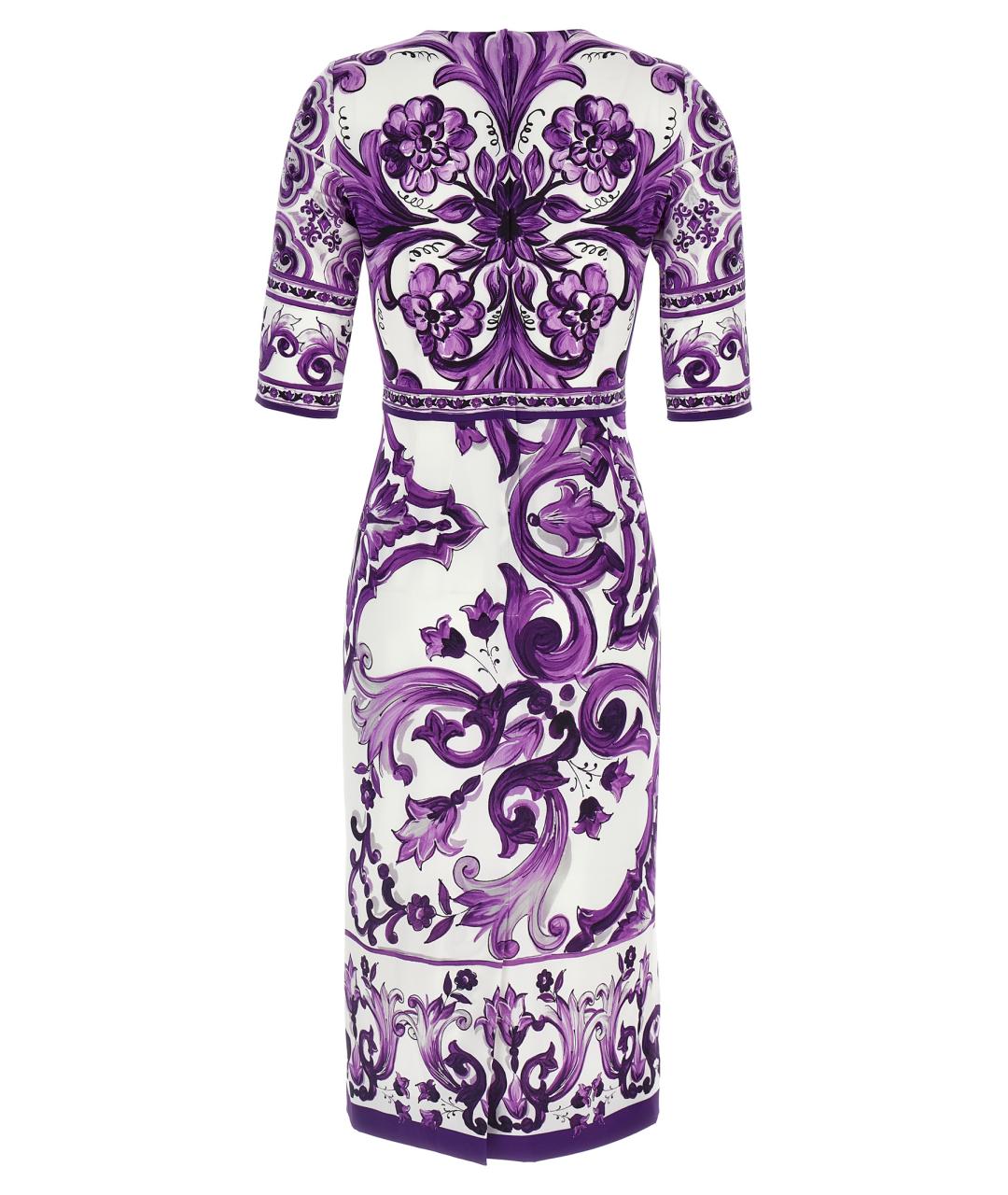 DOLCE&GABBANA Фиолетовое шелковое повседневное платье, фото 2