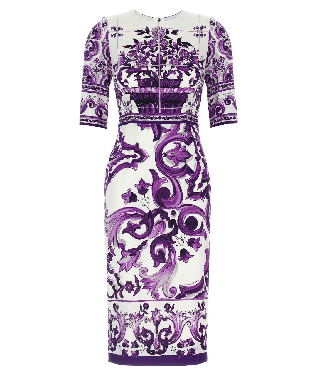 DOLCE&GABBANA Фиолетовое шелковое повседневное платье, фото 1