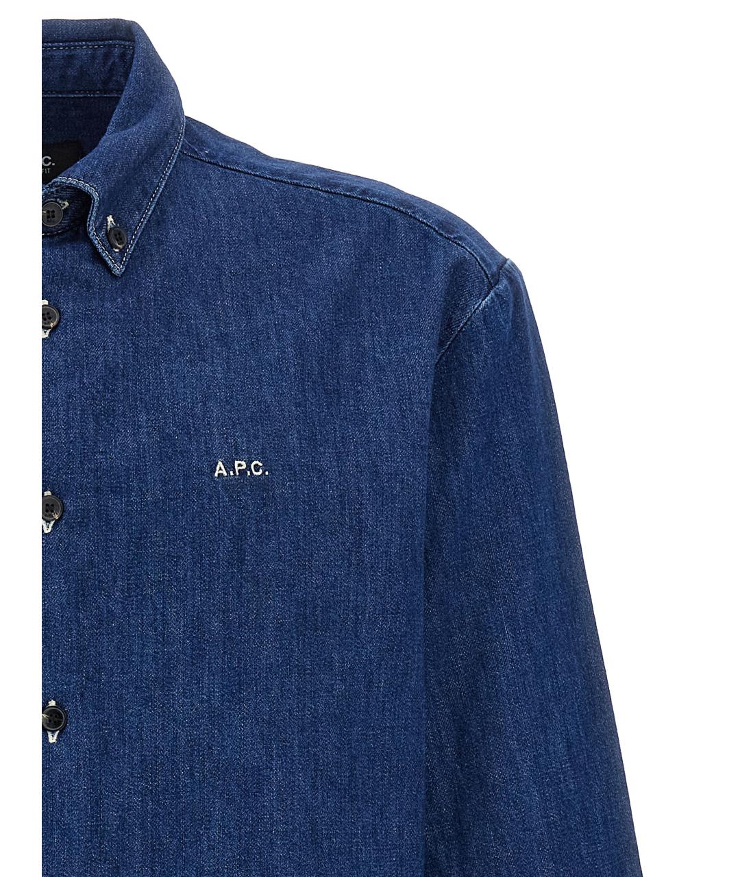 A.P.C. Синяя хлопковая кэжуал рубашка, фото 3