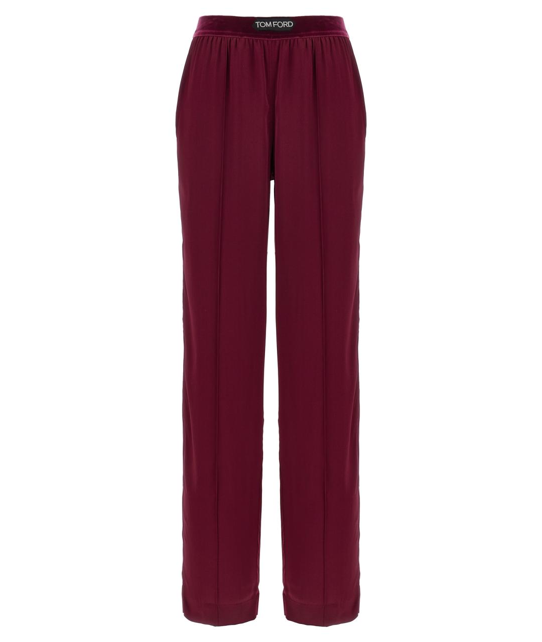 TOM FORD Бордовые шелковые прямые брюки, фото 1