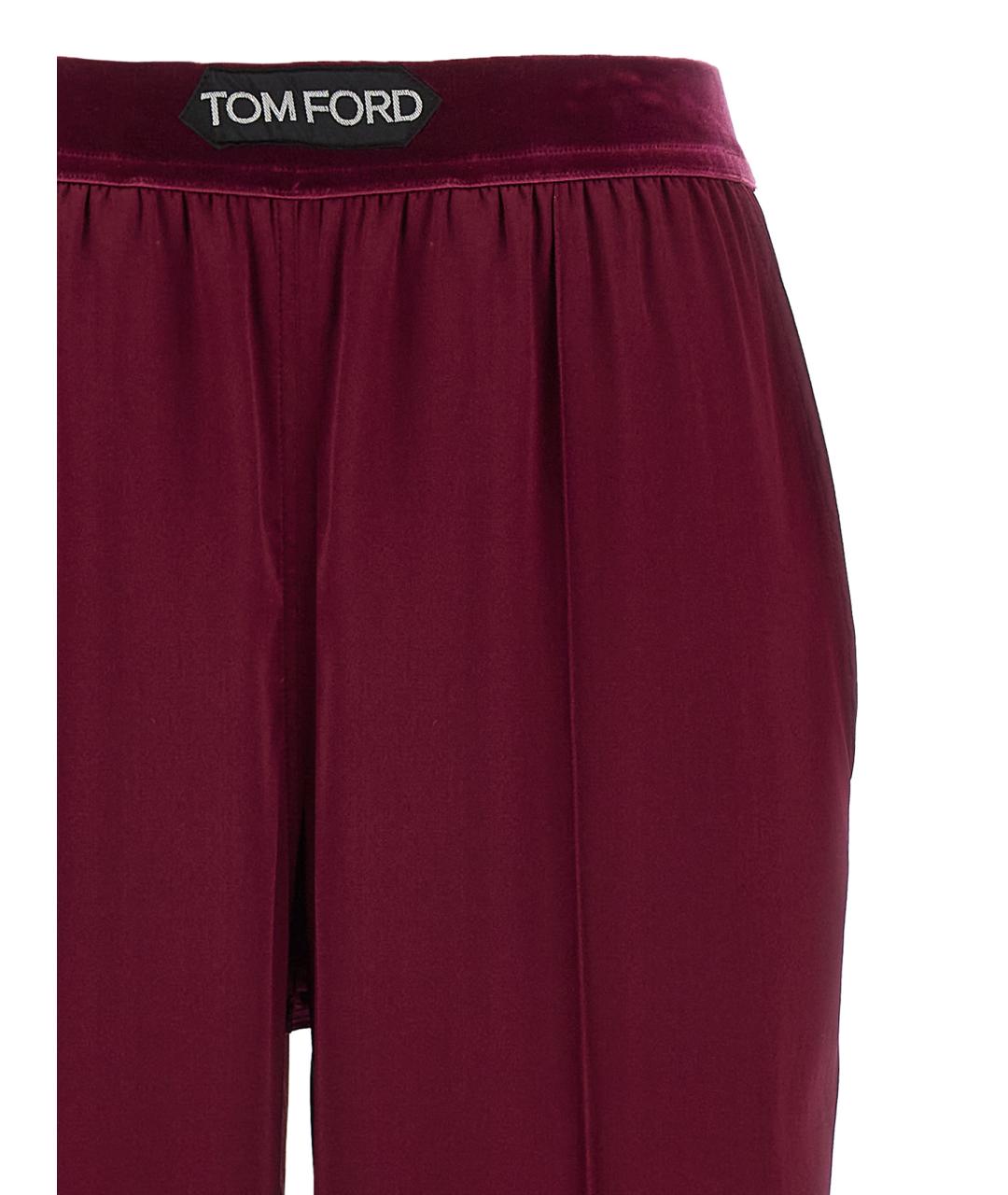 TOM FORD Бордовые шелковые прямые брюки, фото 3