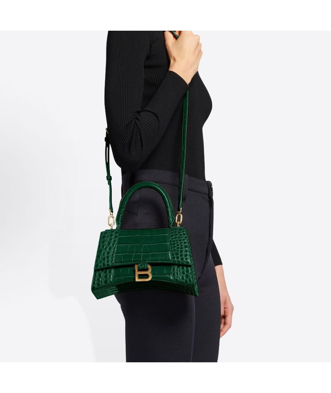 BALENCIAGA Зеленая кожаная сумка с короткими ручками, фото 6