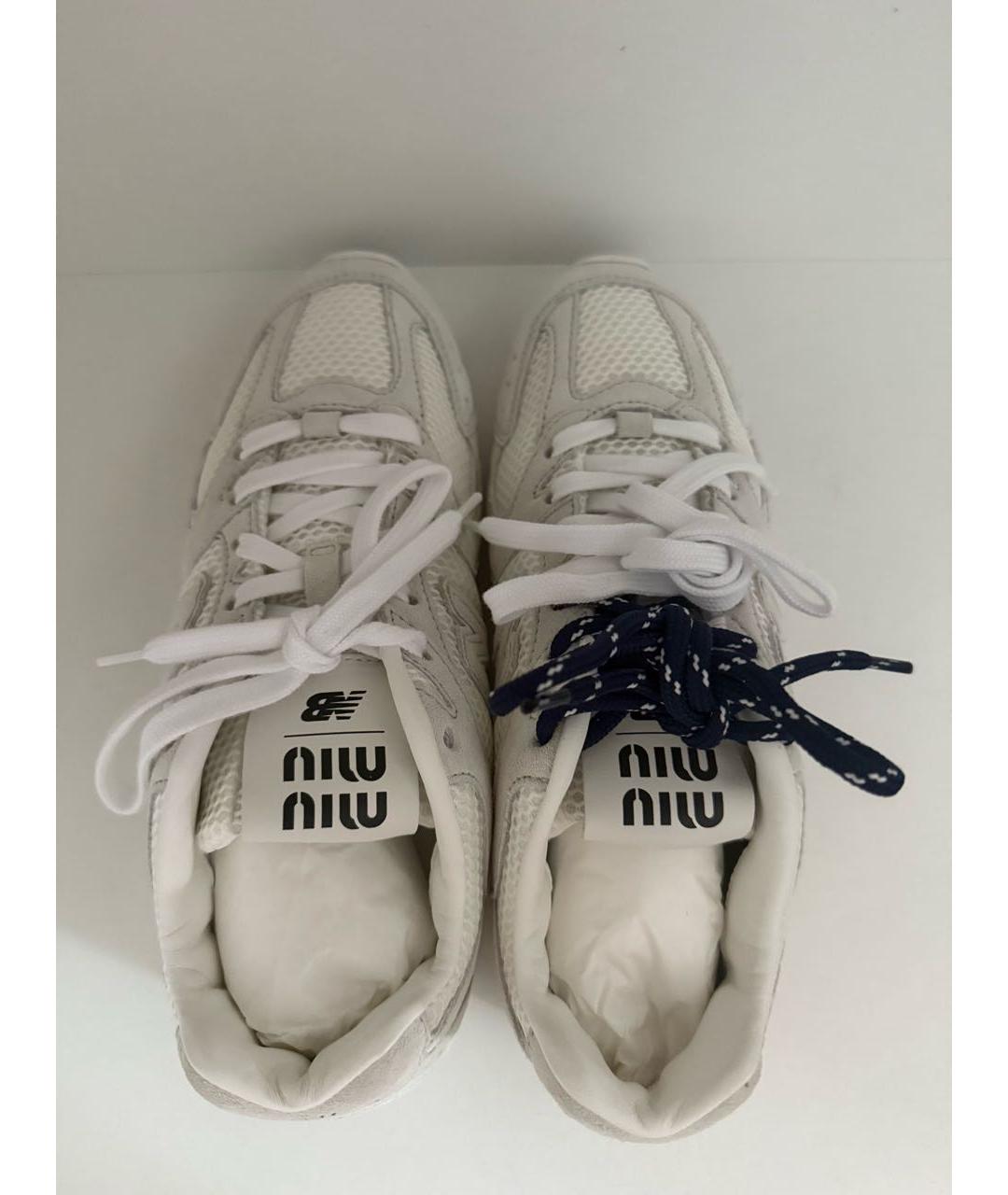 MIU MIU Белые кожаные кеды, фото 3