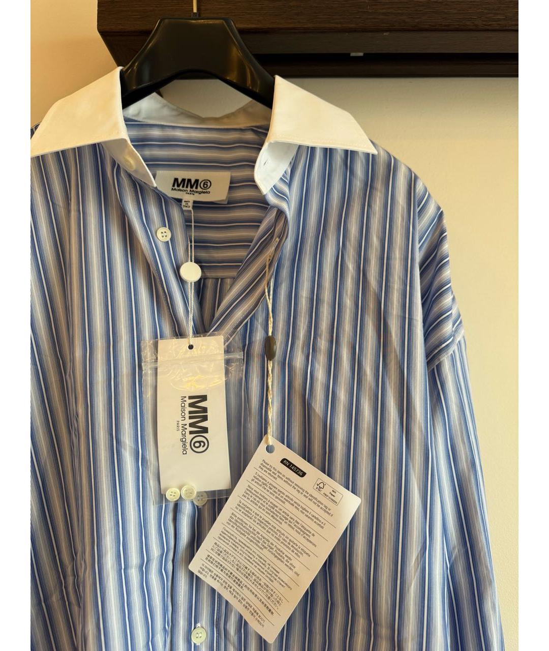 MM6 MAISON MARGIELA Синяя хлопковая кэжуал рубашка, фото 2