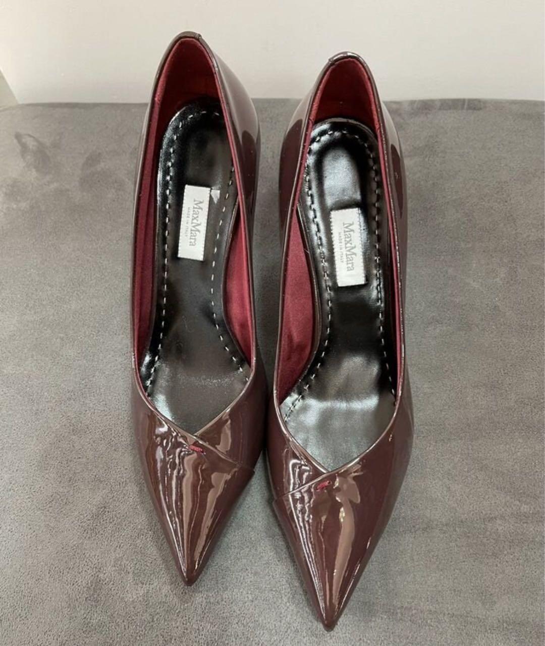 MAX MARA Бордовые туфли из лакированной кожи, фото 2