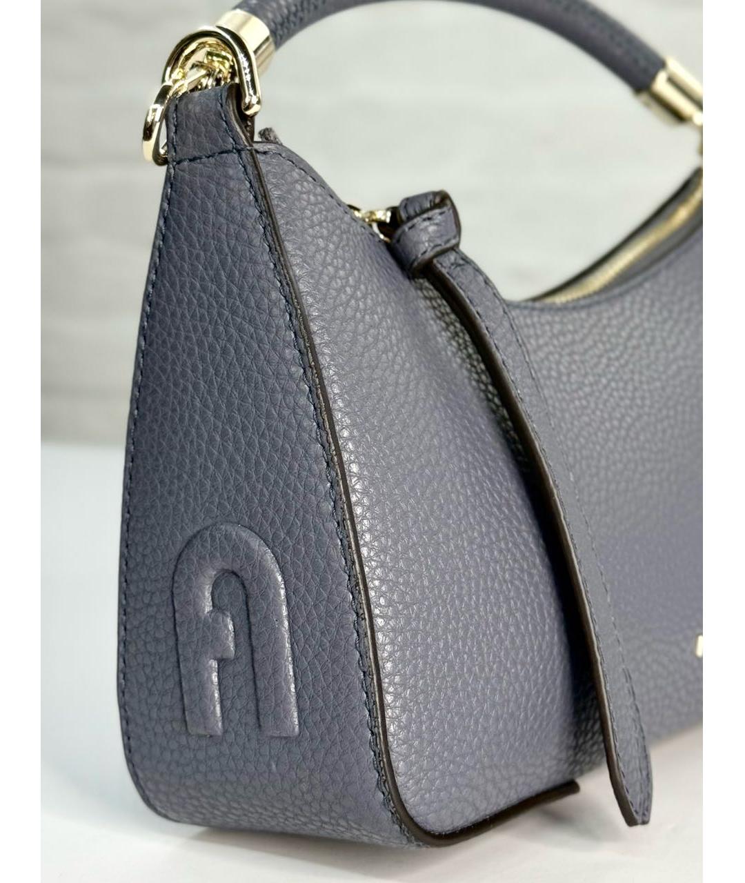 FURLA Темно-синяя кожаная сумка с короткими ручками, фото 3