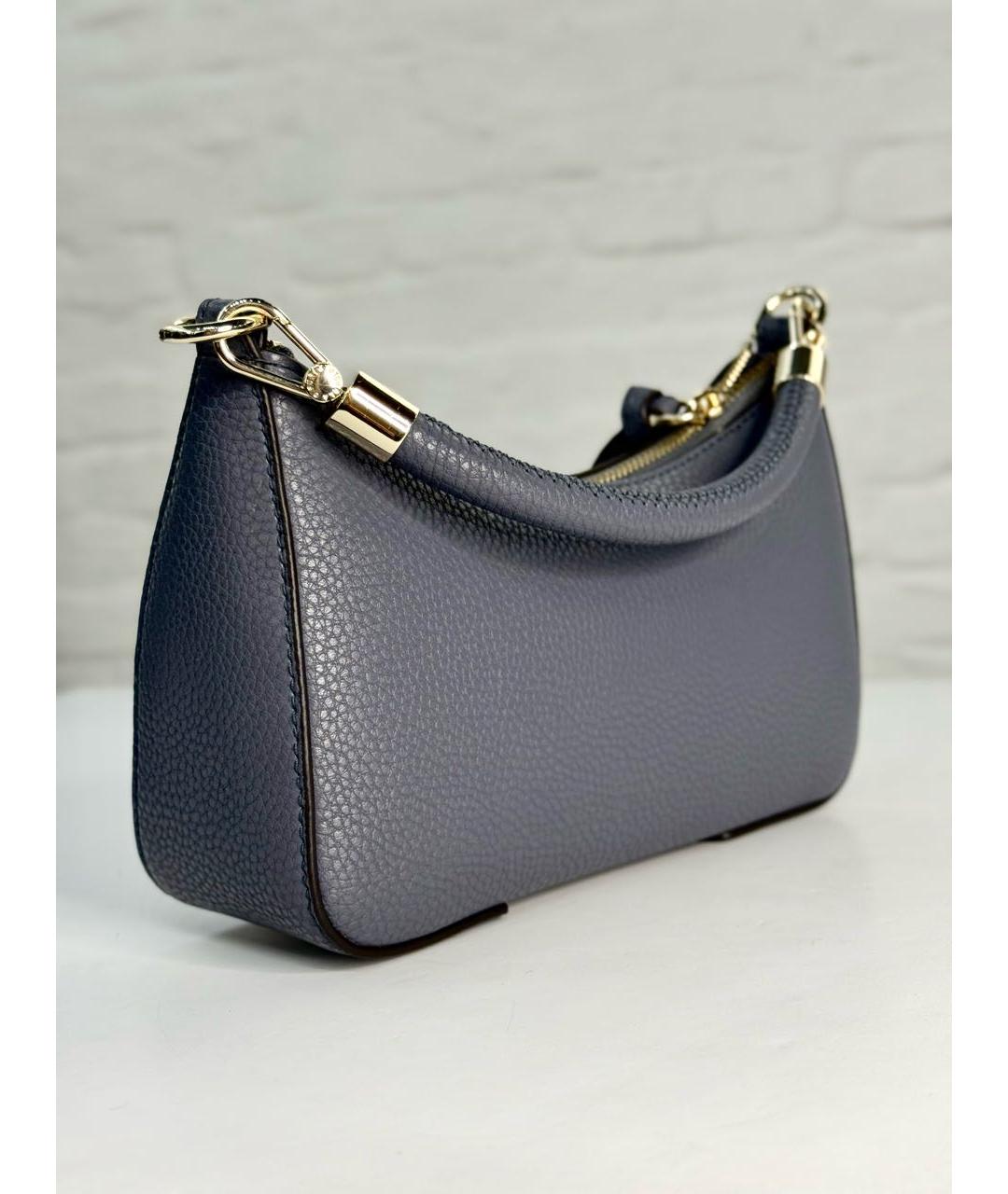 FURLA Темно-синяя кожаная сумка с короткими ручками, фото 4