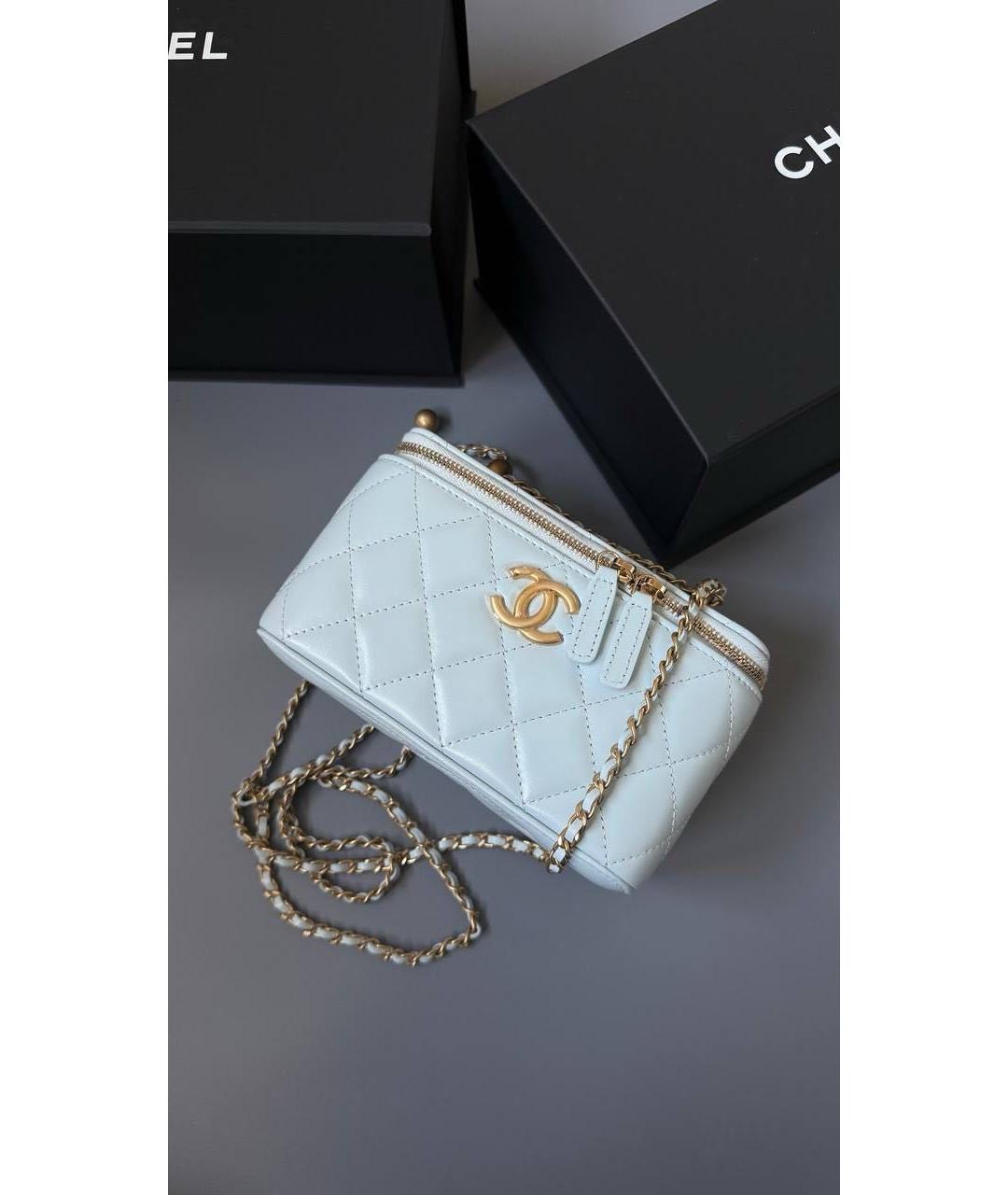 CHANEL Голубая кожаная сумка через плечо, фото 4