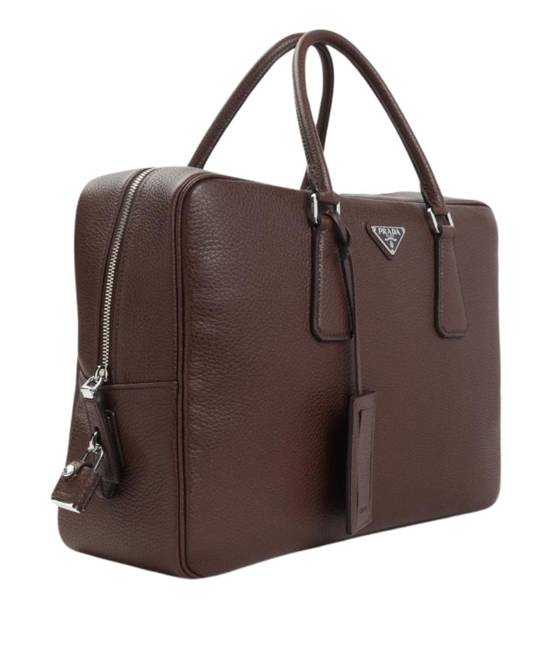 PRADA Коричневая кожаная сумка тоут, фото 2