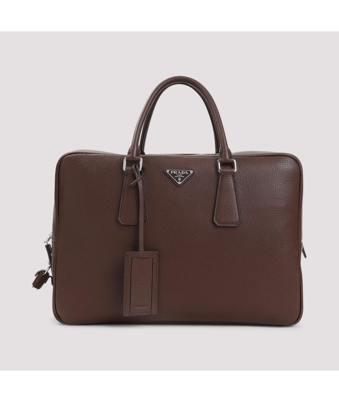 PRADA Коричневая кожаная сумка тоут, фото 3