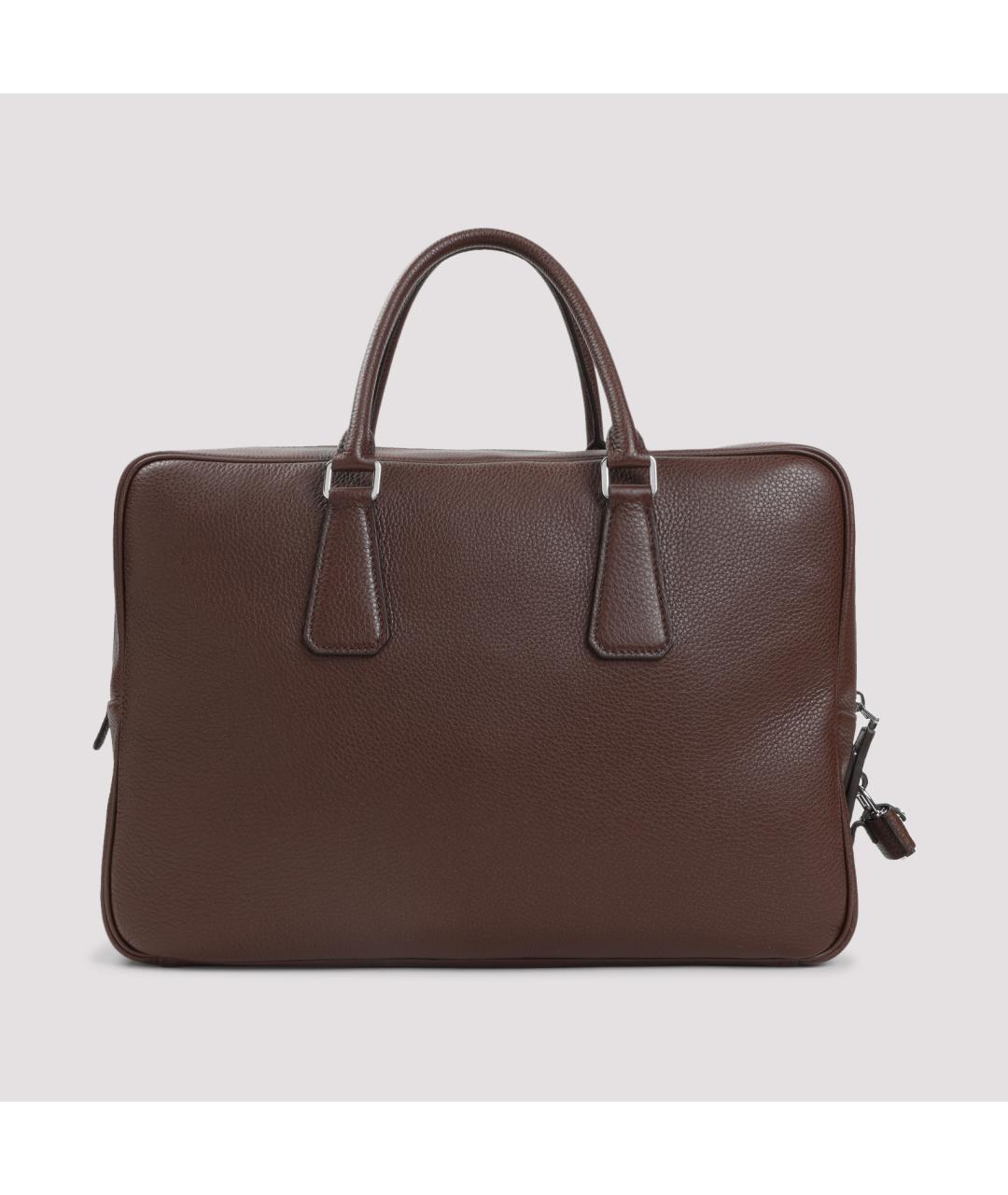 PRADA Коричневая кожаная сумка тоут, фото 5