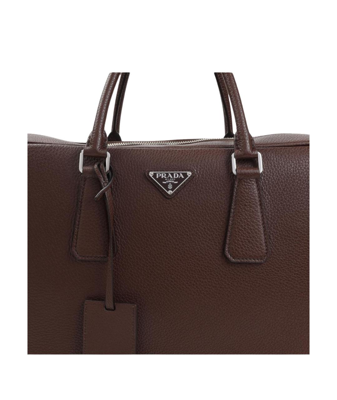 PRADA Коричневая кожаная сумка тоут, фото 4