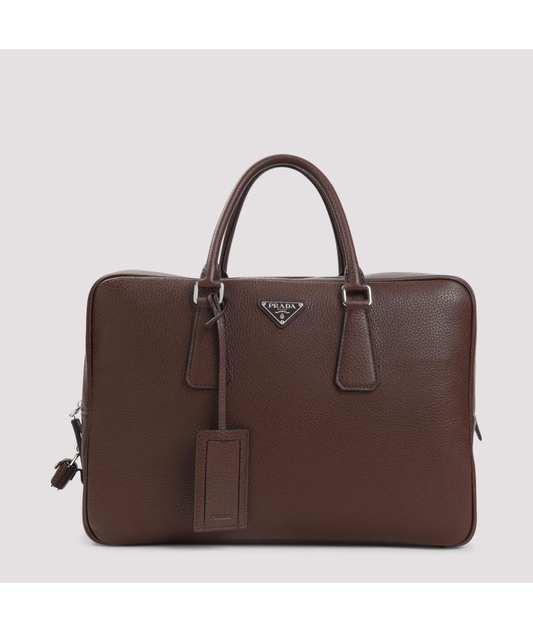 PRADA Коричневая кожаная сумка тоут, фото 2