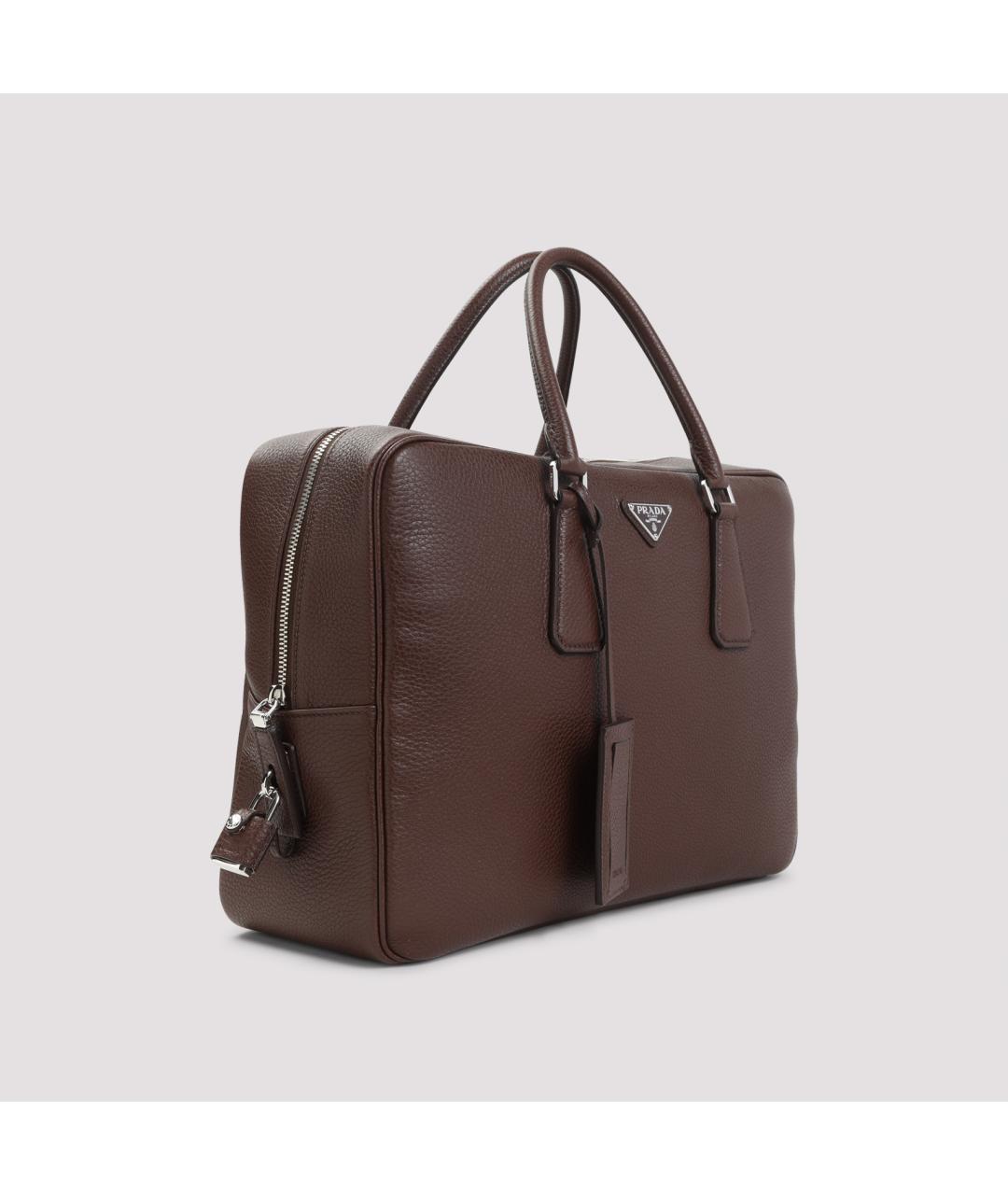 PRADA Коричневая кожаная сумка тоут, фото 4