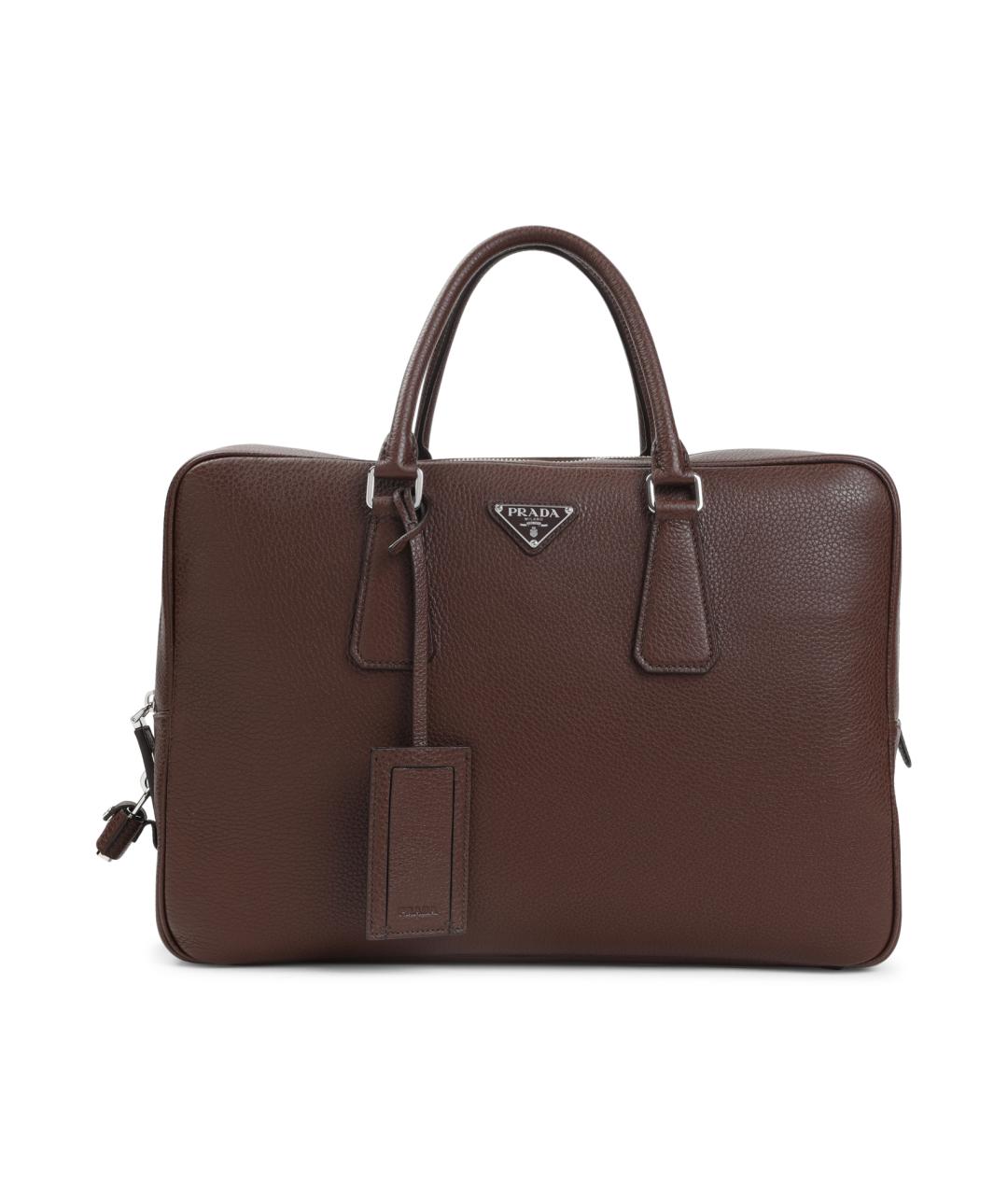 PRADA Коричневая кожаная сумка тоут, фото 1