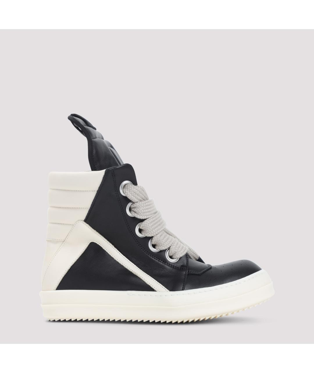 RICK OWENS Черные кожаные высокие кроссовки / кеды, фото 2