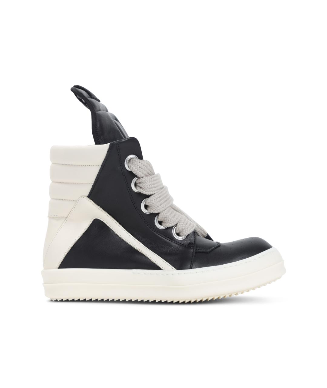 RICK OWENS Черные кожаные высокие кроссовки / кеды, фото 1