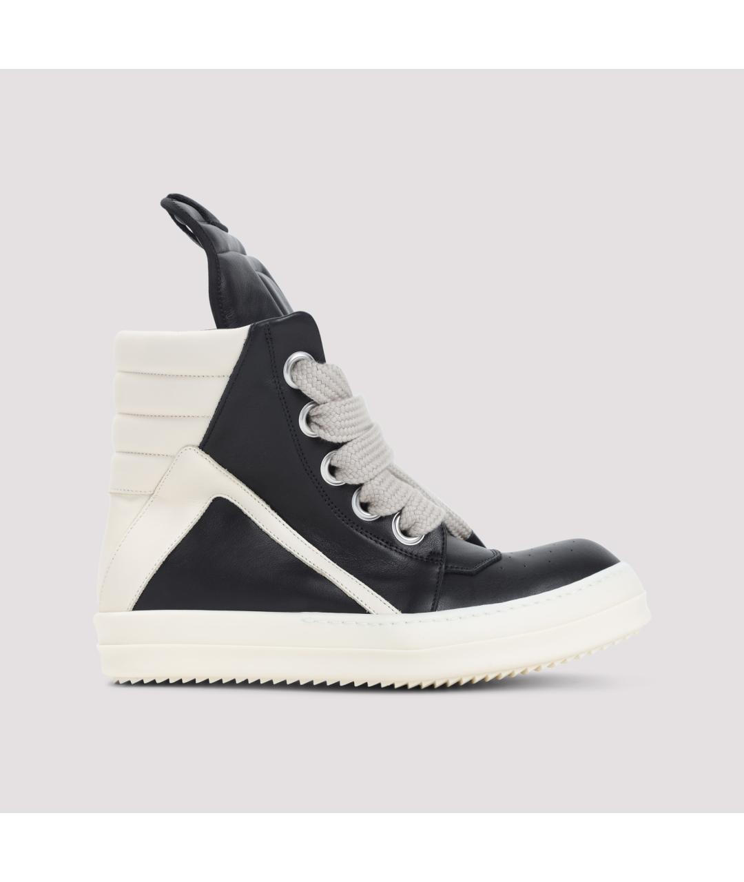 RICK OWENS Черные кожаные высокие кроссовки / кеды, фото 3