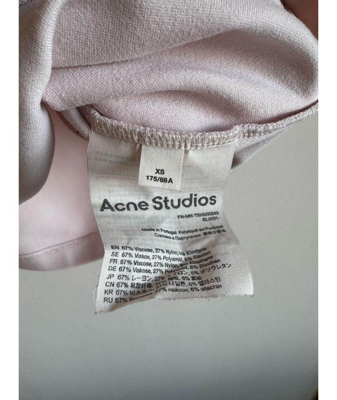 ACNE STUDIOS Розовая хлопковая футболка, фото 3