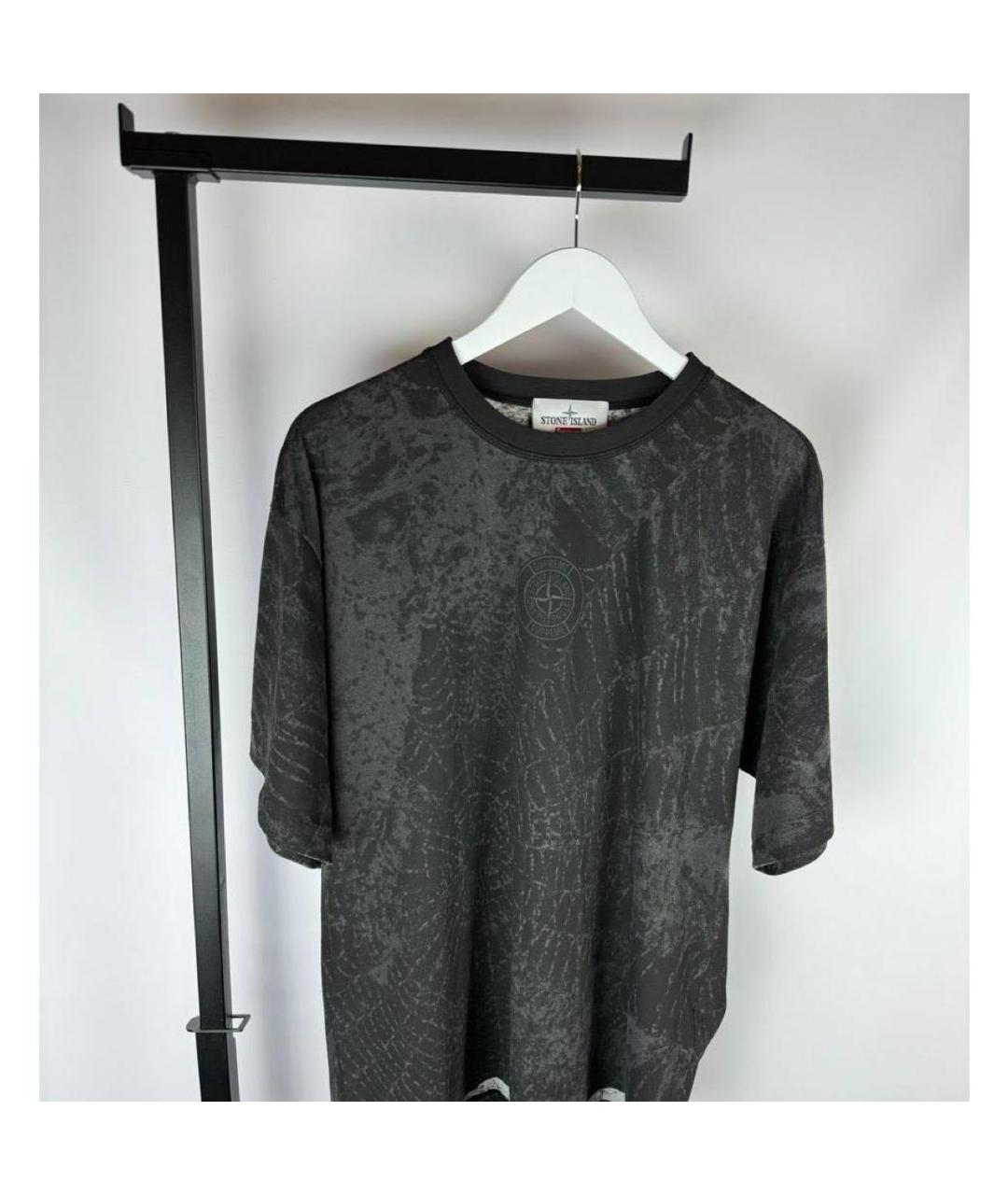 STONE ISLAND Черная хлопковая футболка, фото 3