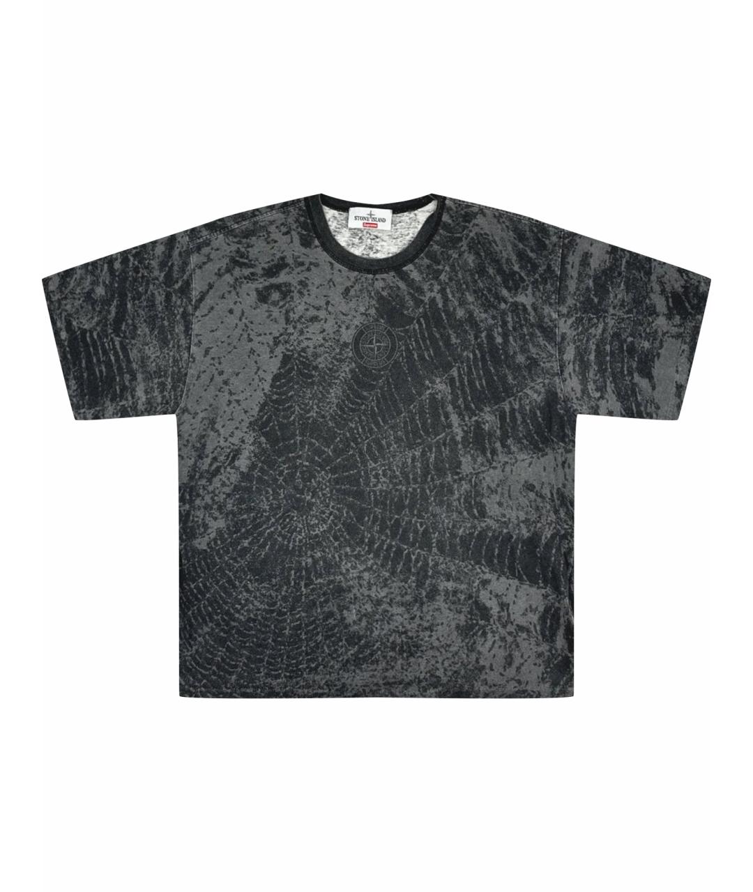 STONE ISLAND Черная хлопковая футболка, фото 1