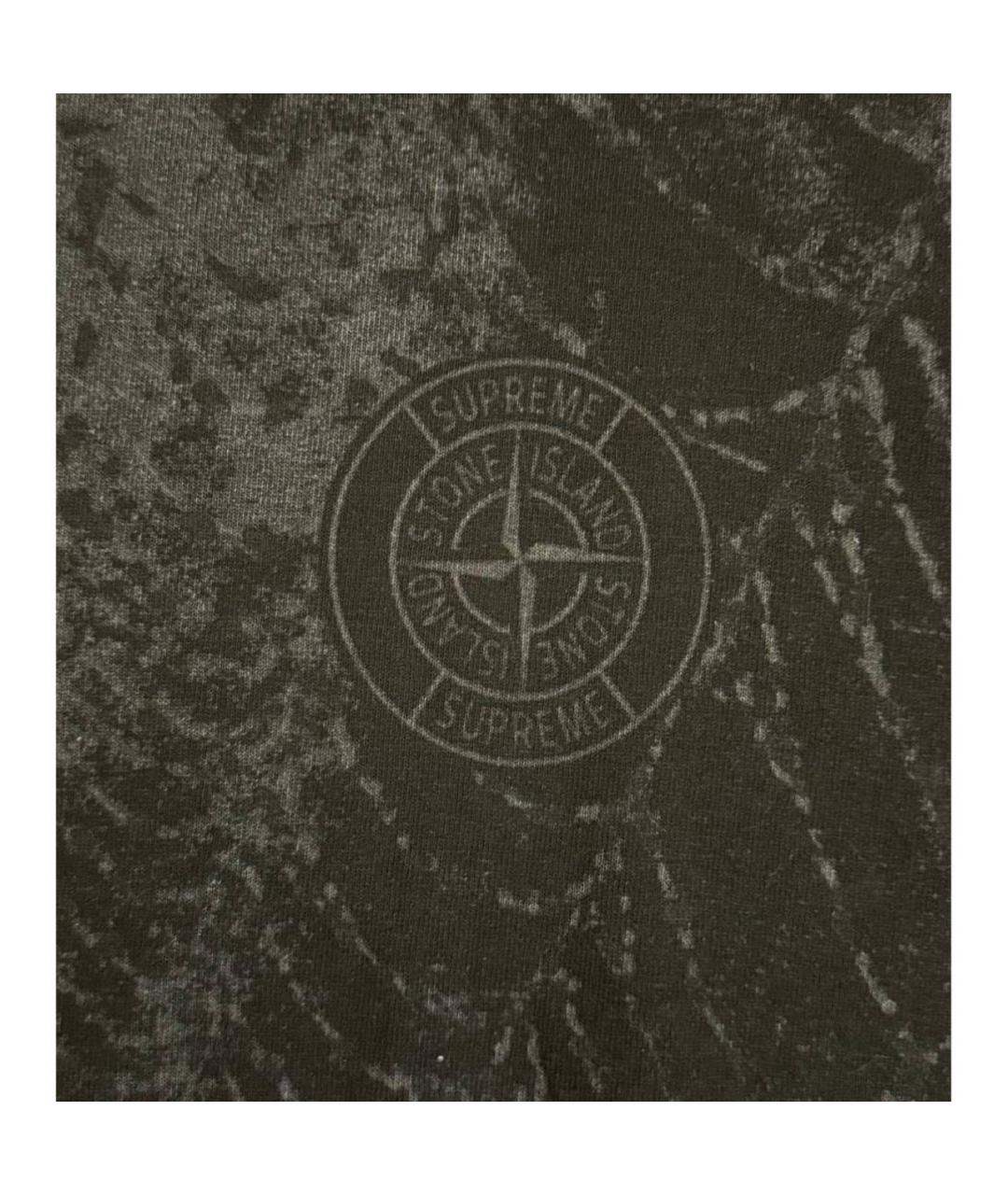 STONE ISLAND Черная хлопковая футболка, фото 5