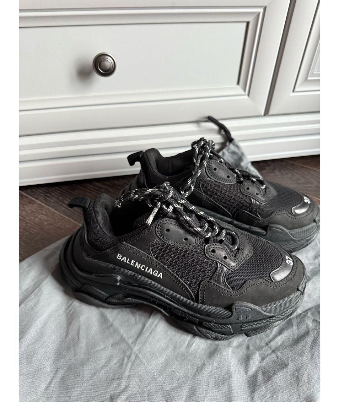 BALENCIAGA Черные кожаные кроссовки, фото 5