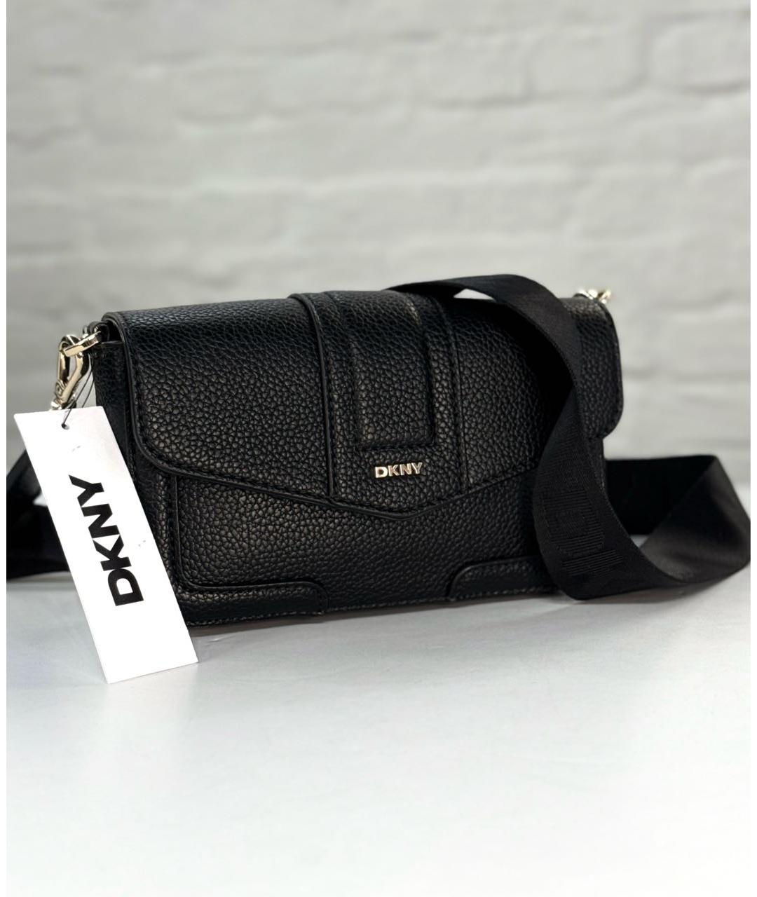 DKNY Черная кожаная сумка через плечо, фото 2
