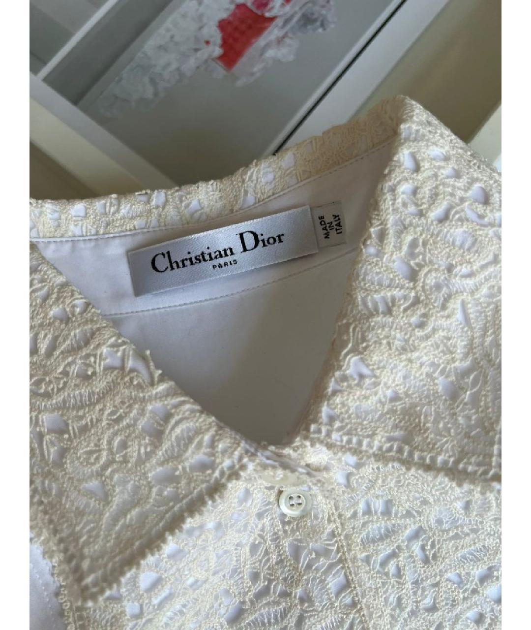 CHRISTIAN DIOR Белая хлопковая блузы, фото 4