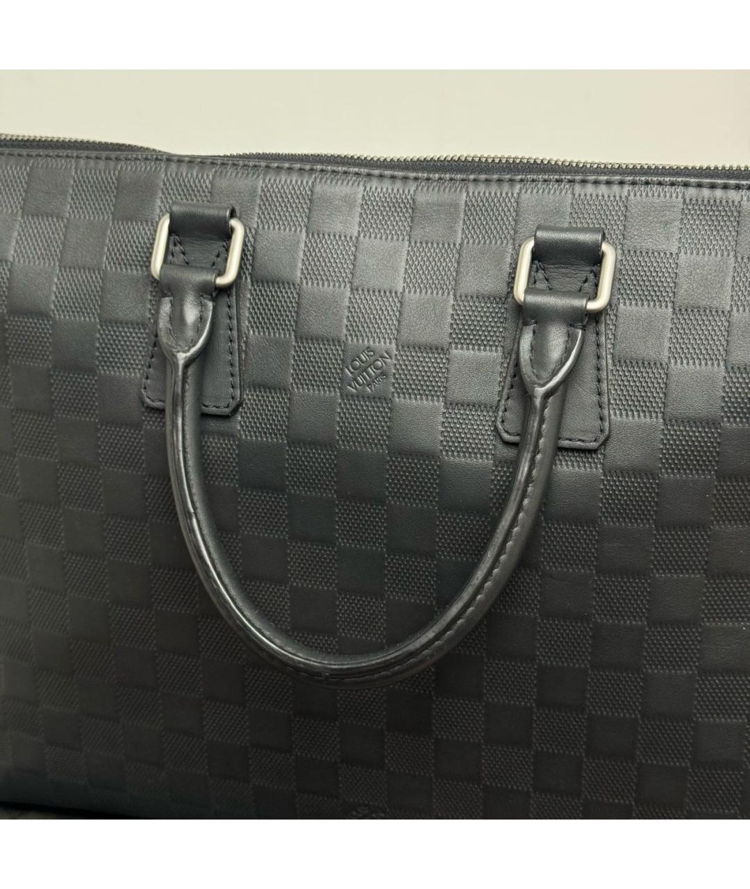 LOUIS VUITTON Черный кожаный портфель, фото 5