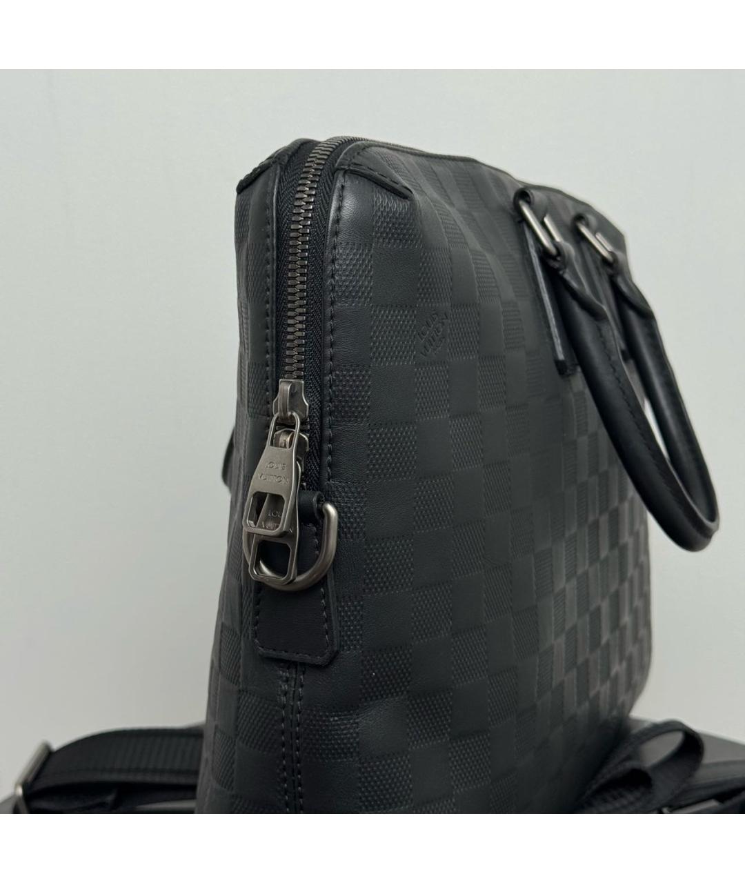 LOUIS VUITTON Черный кожаный портфель, фото 2