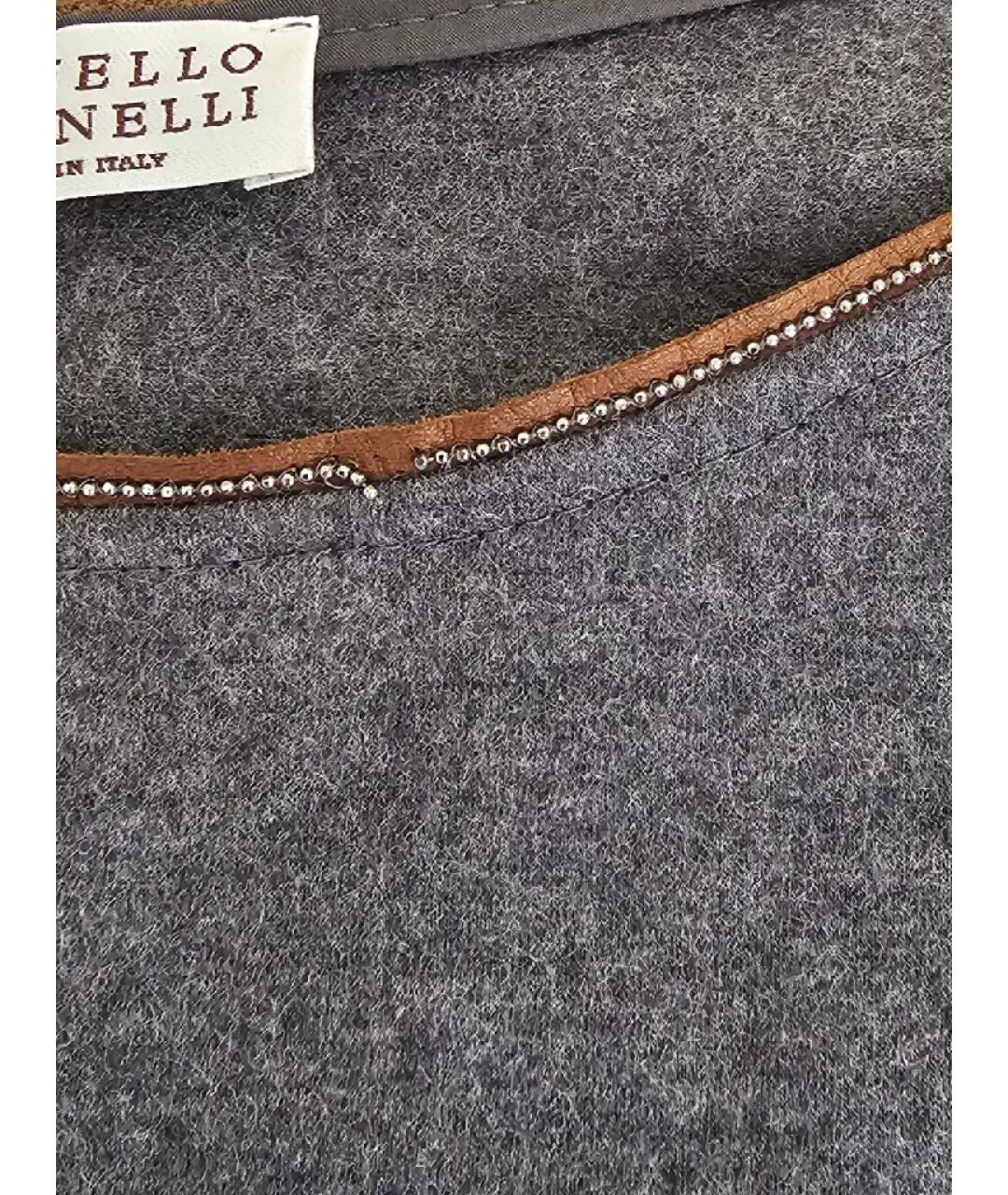 BRUNELLO CUCINELLI Антрацитовое шерстяное повседневное платье, фото 4