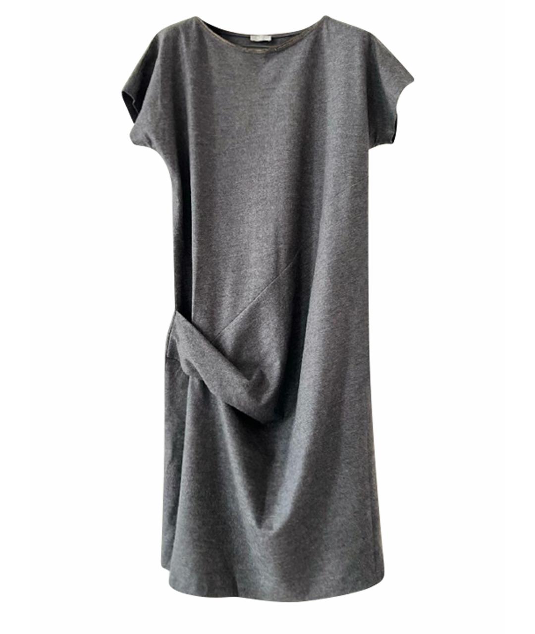 BRUNELLO CUCINELLI Антрацитовое шерстяное повседневное платье, фото 1