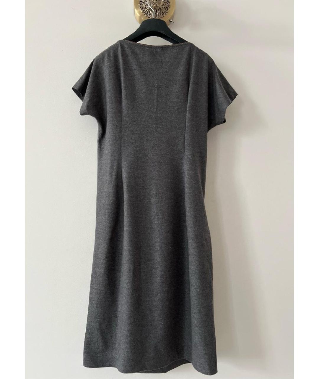 BRUNELLO CUCINELLI Антрацитовое шерстяное повседневное платье, фото 2