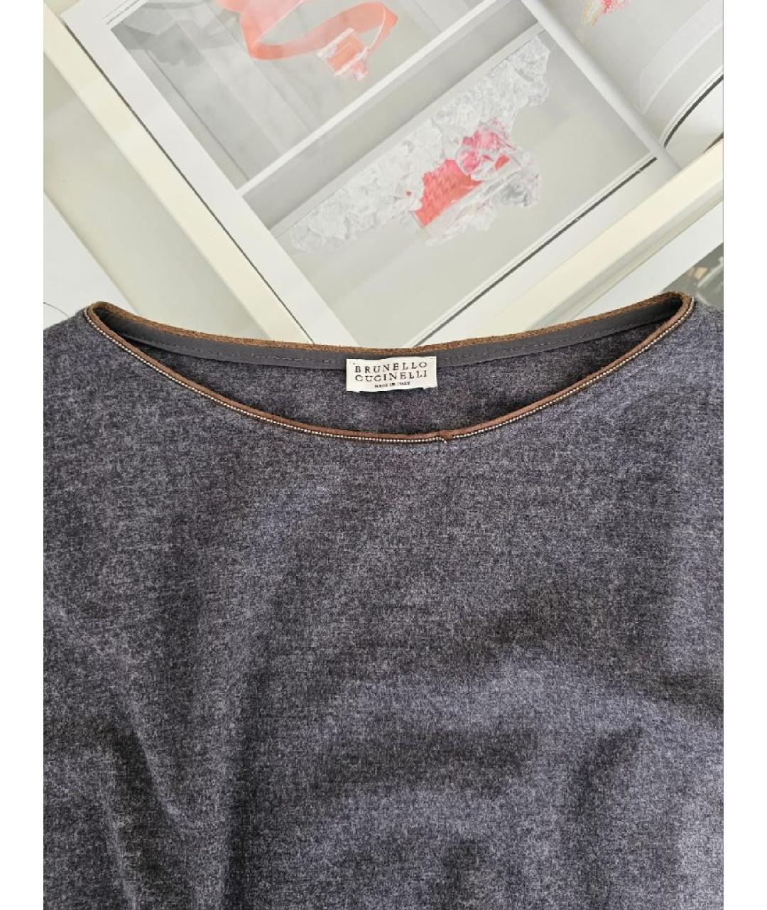 BRUNELLO CUCINELLI Антрацитовое шерстяное повседневное платье, фото 3