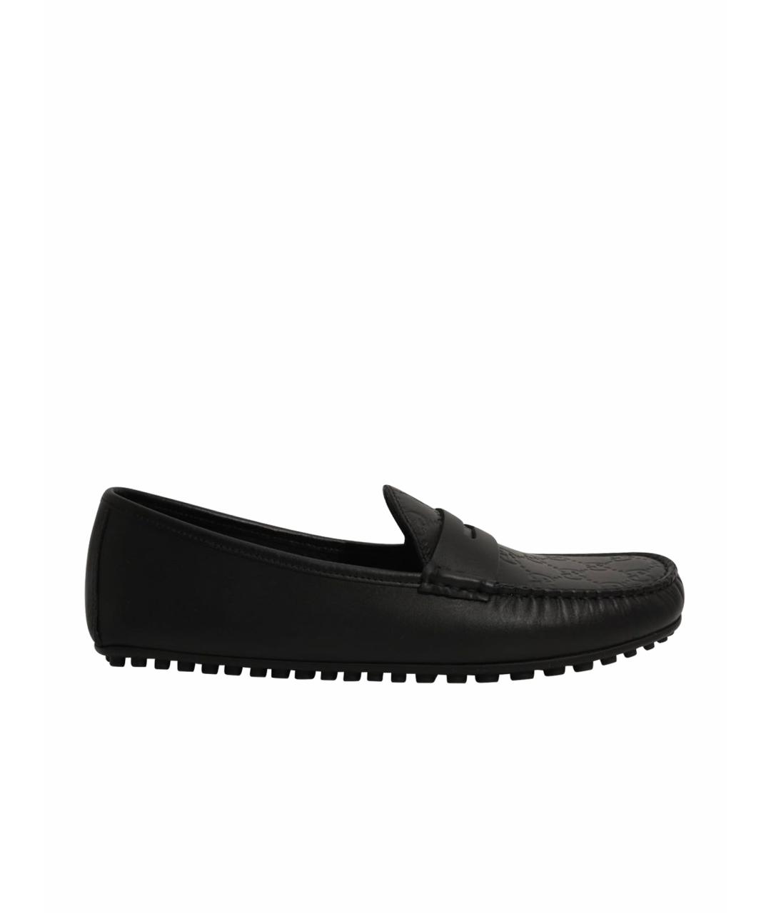 GUCCI Черные кожаные мокасины, фото 1