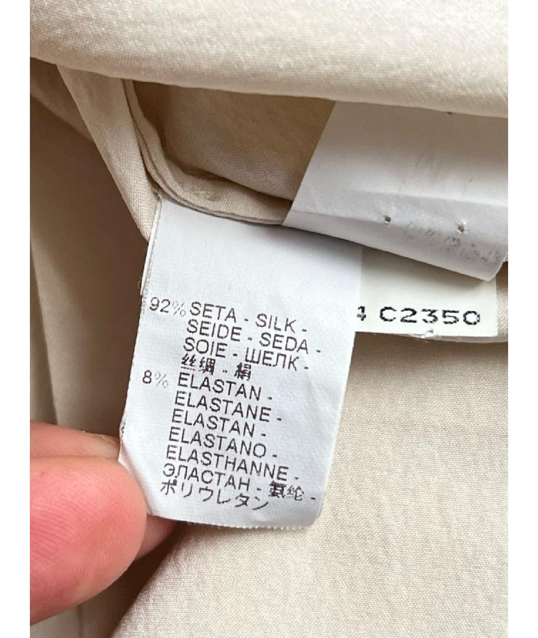 BRUNELLO CUCINELLI Бежевая шелковая футболка, фото 8