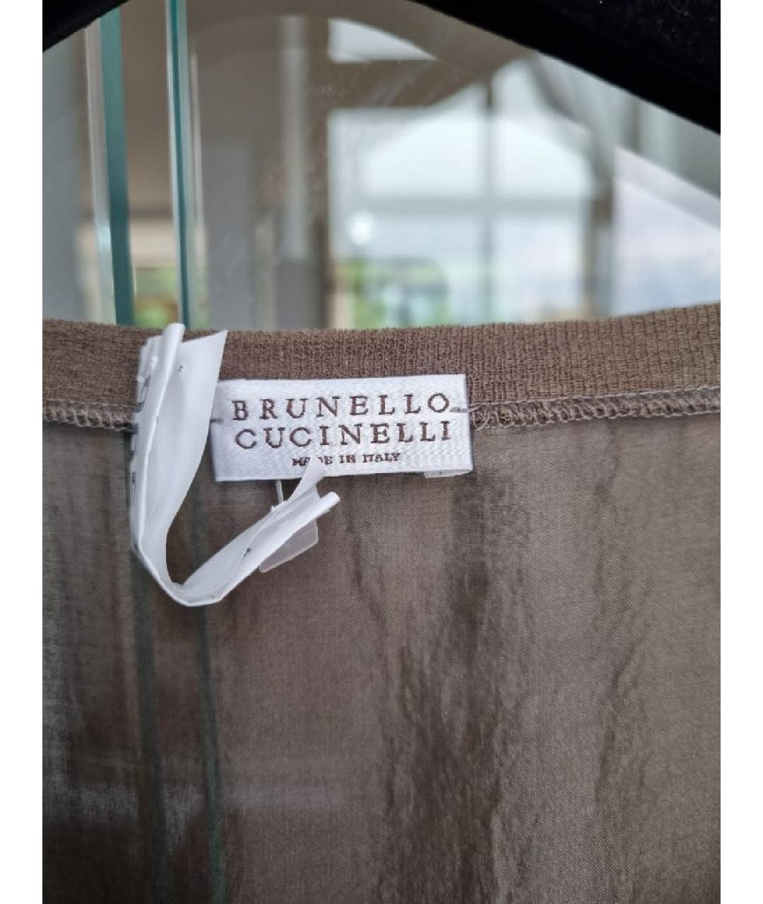 BRUNELLO CUCINELLI Коричневая хлопковая блузы, фото 4