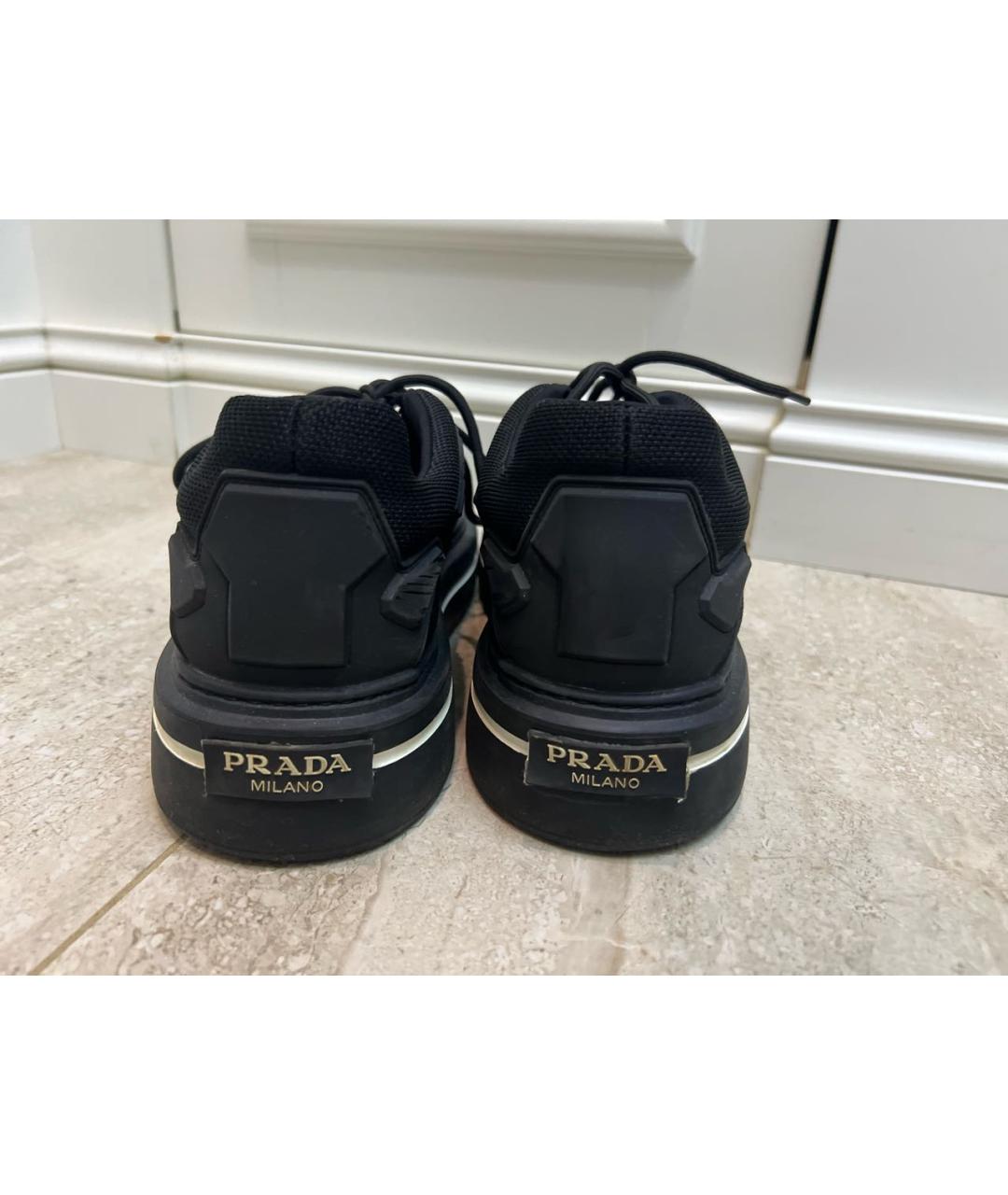 PRADA Черные текстильные низкие кроссовки / кеды, фото 4
